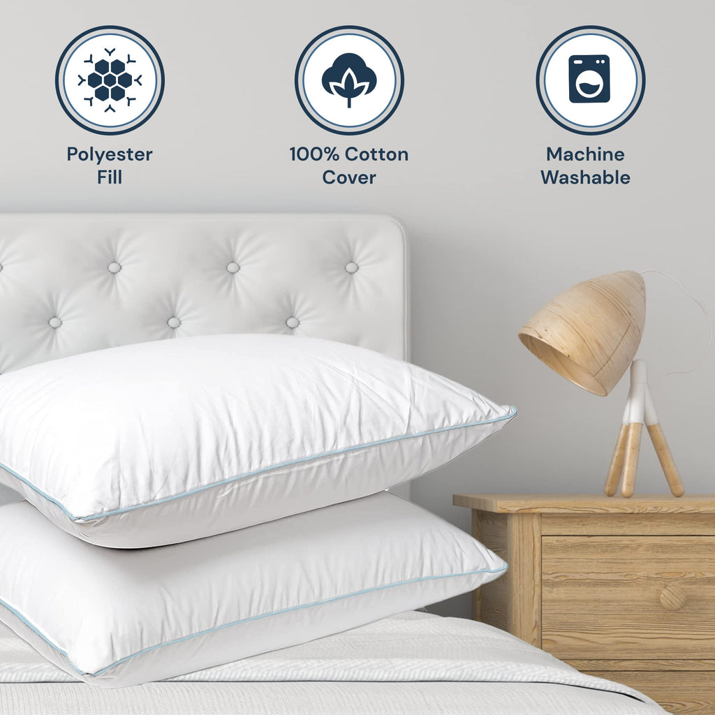 Blue King Size Down Alternative Cotton Pillows 2 Pack K447