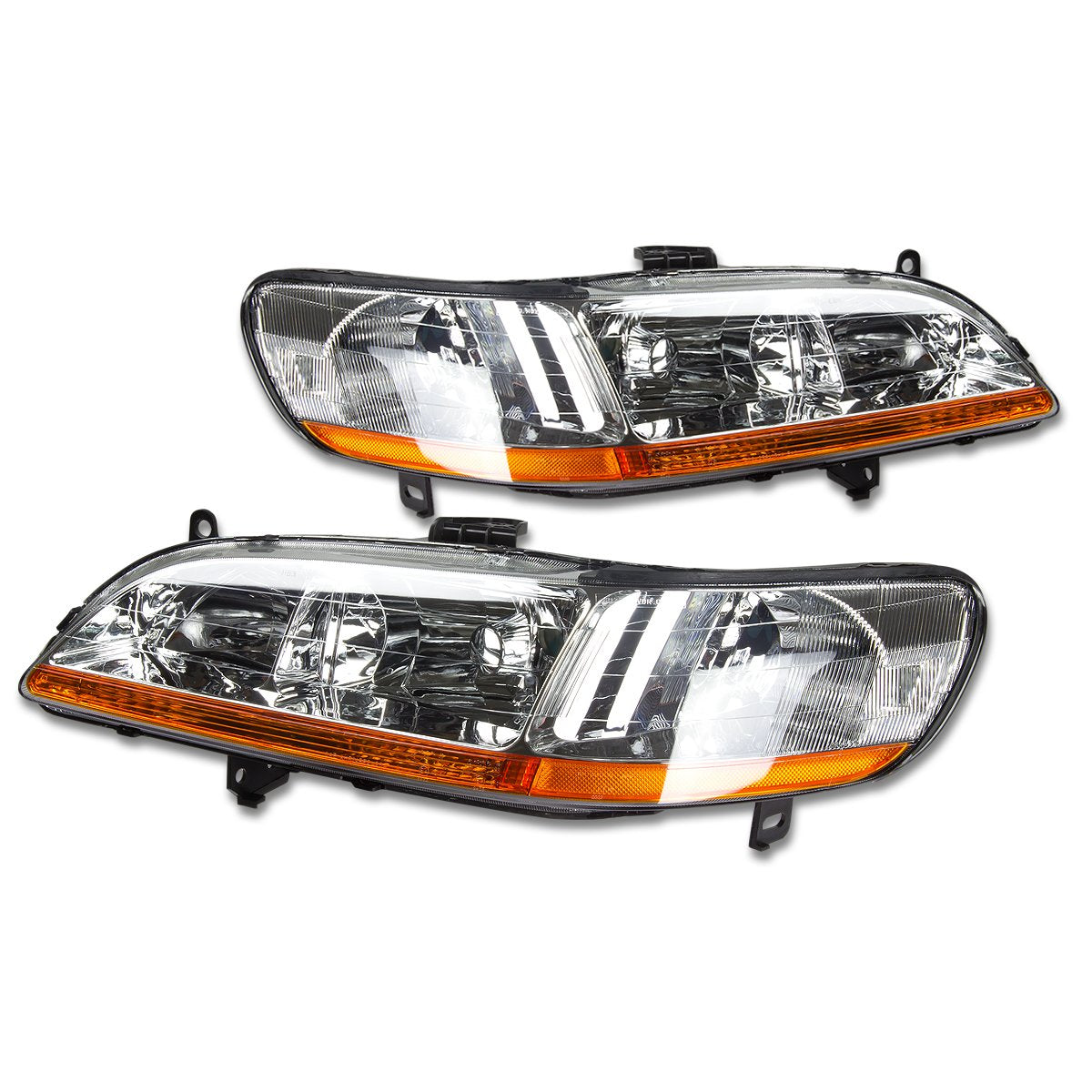 Pair of Chrome Amber Headlights W908