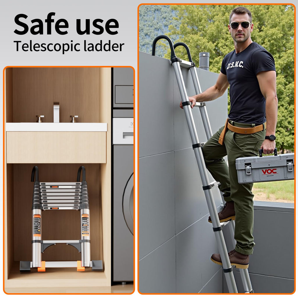 19.5FT Aluminum Telescoping Ladder 330lbs O642