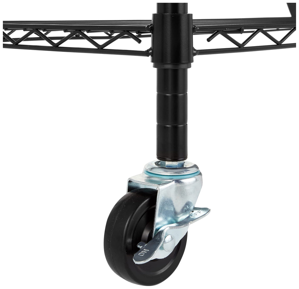 5-Shelf Heavy Duty Adjustable Metal Wire Shelving Storage Rack with Wheel Casters, Black D7951