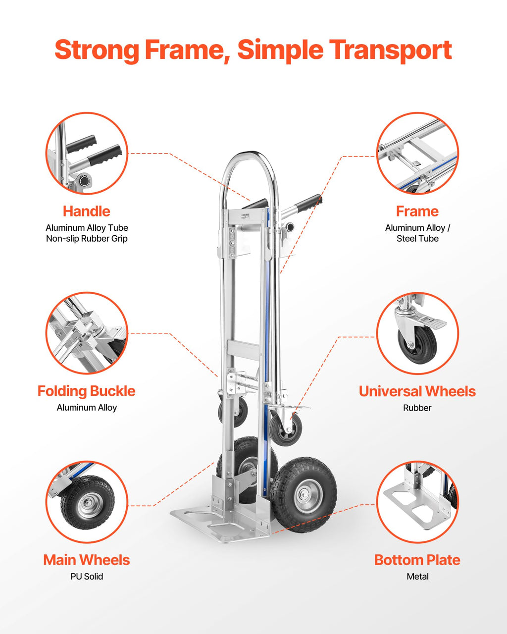 2 in 1 Convertible Hand Truck Dolly 1000 lbs F7879