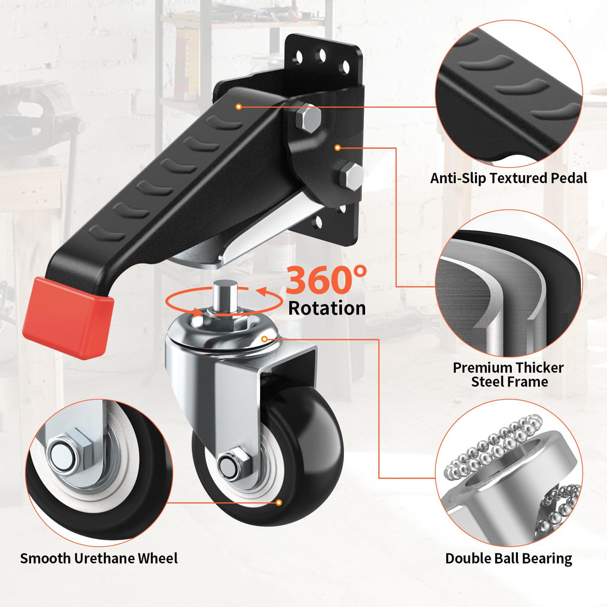 Workbench Casters kit 660 Lbs Retractable 4 Pack Y243455