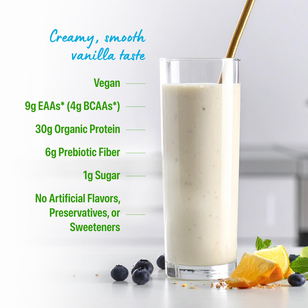 Organic Vegan 30g High Protein Powder Vanilla 2.01 lb I2277
