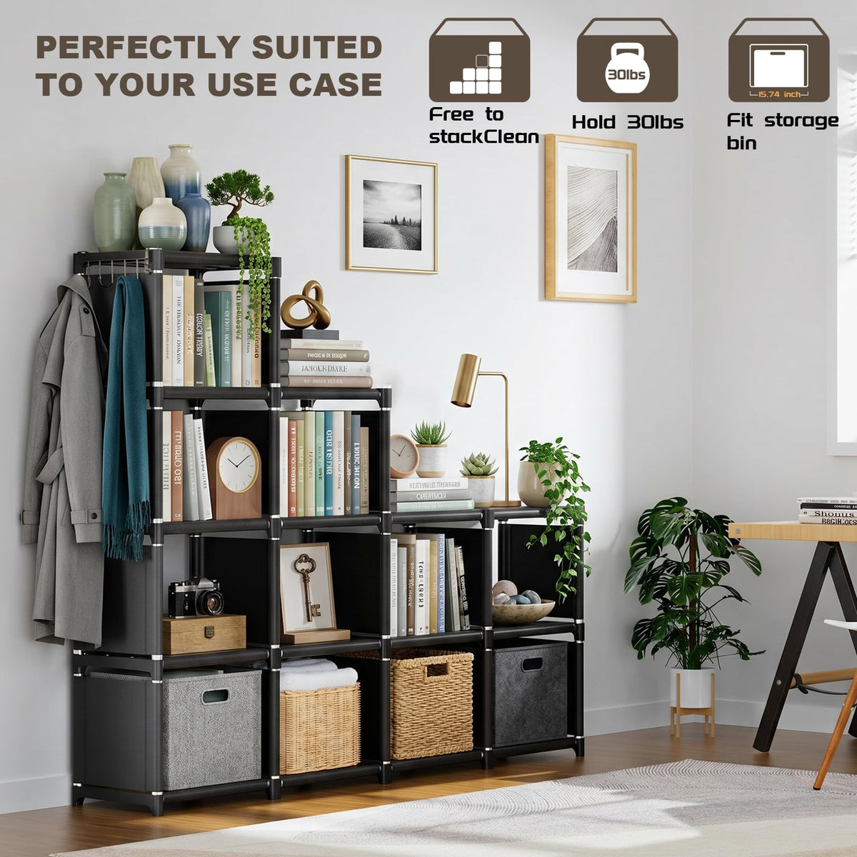 Black 12 Cube Metal Bookcase R76726