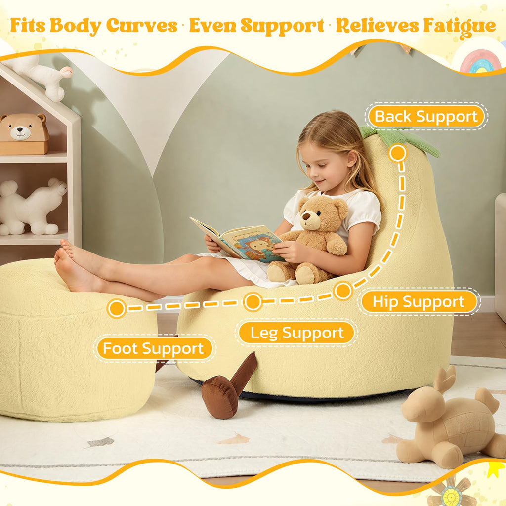 Yellow Faux Rabbit Fur Memory Foam Bean Bag Chair M5596