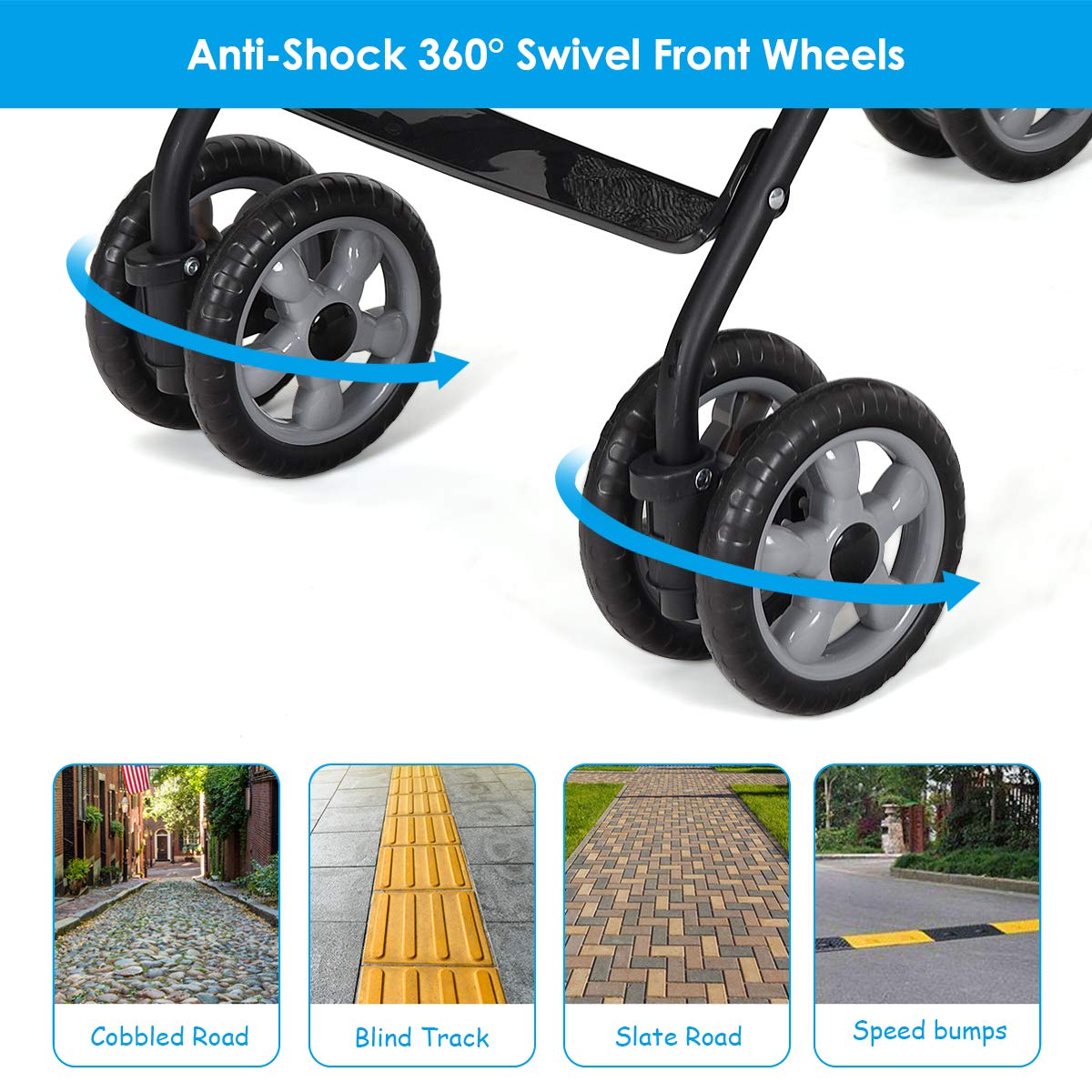 Lightweight Compact Foldable Stroller with Canopy and Cup Holder D5136