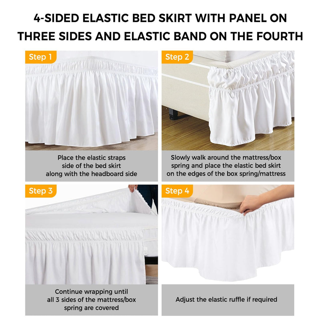 Brown Cherry Blossoms Ruffle Wrap Around Bed Skirt California King 18" Drop C89904