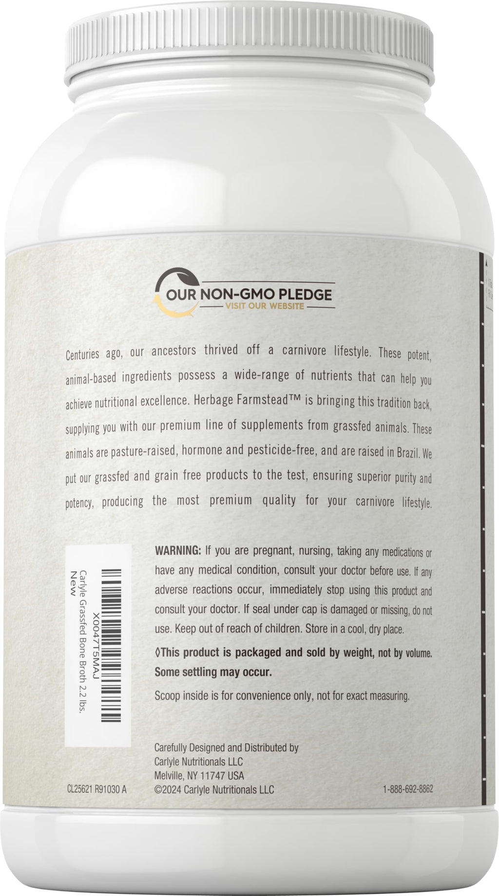 Grass Fed Bone Broth Protein Powder 35.2 oz 20g Protein Non-GMO Gluten Free V5882