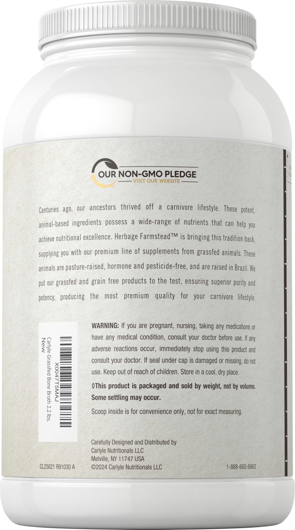 Grass Fed Bone Broth Protein Powder 35.2 oz 20g Protein Non-GMO Gluten Free V5882