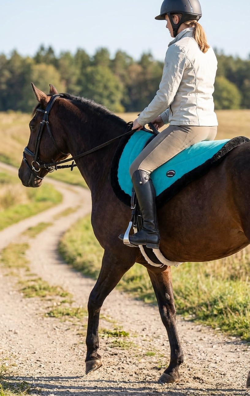 Turquoise Suede Leather Western Saddle Pad with Stirrups I167125