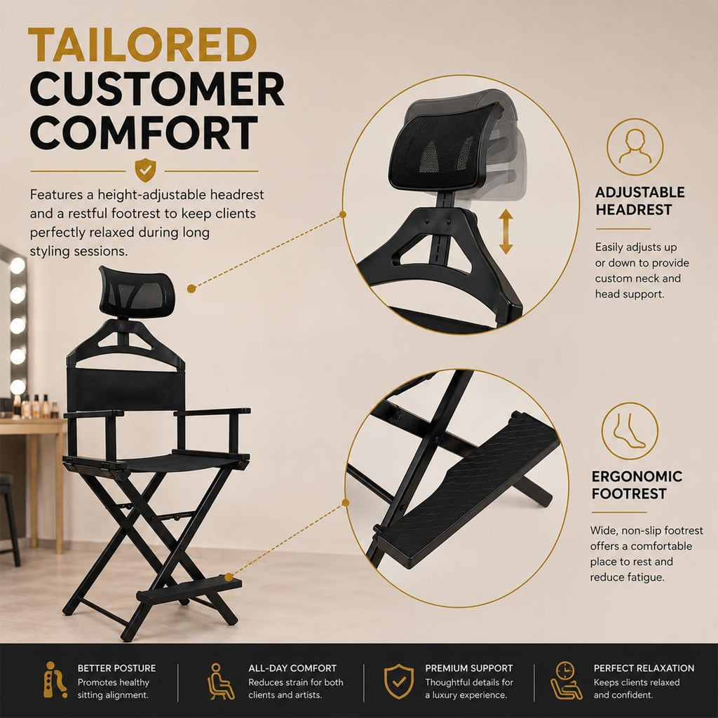 Gold Extra Tall Foldable Makeup Chair N23938