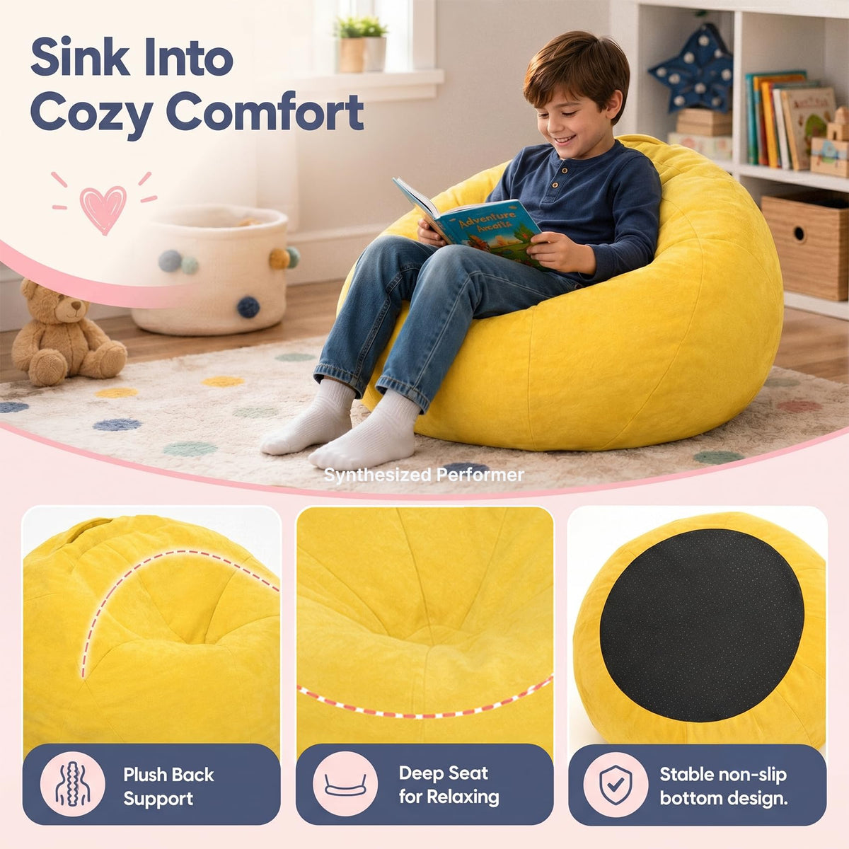 Small Yellow Bean Bag Chair G4718