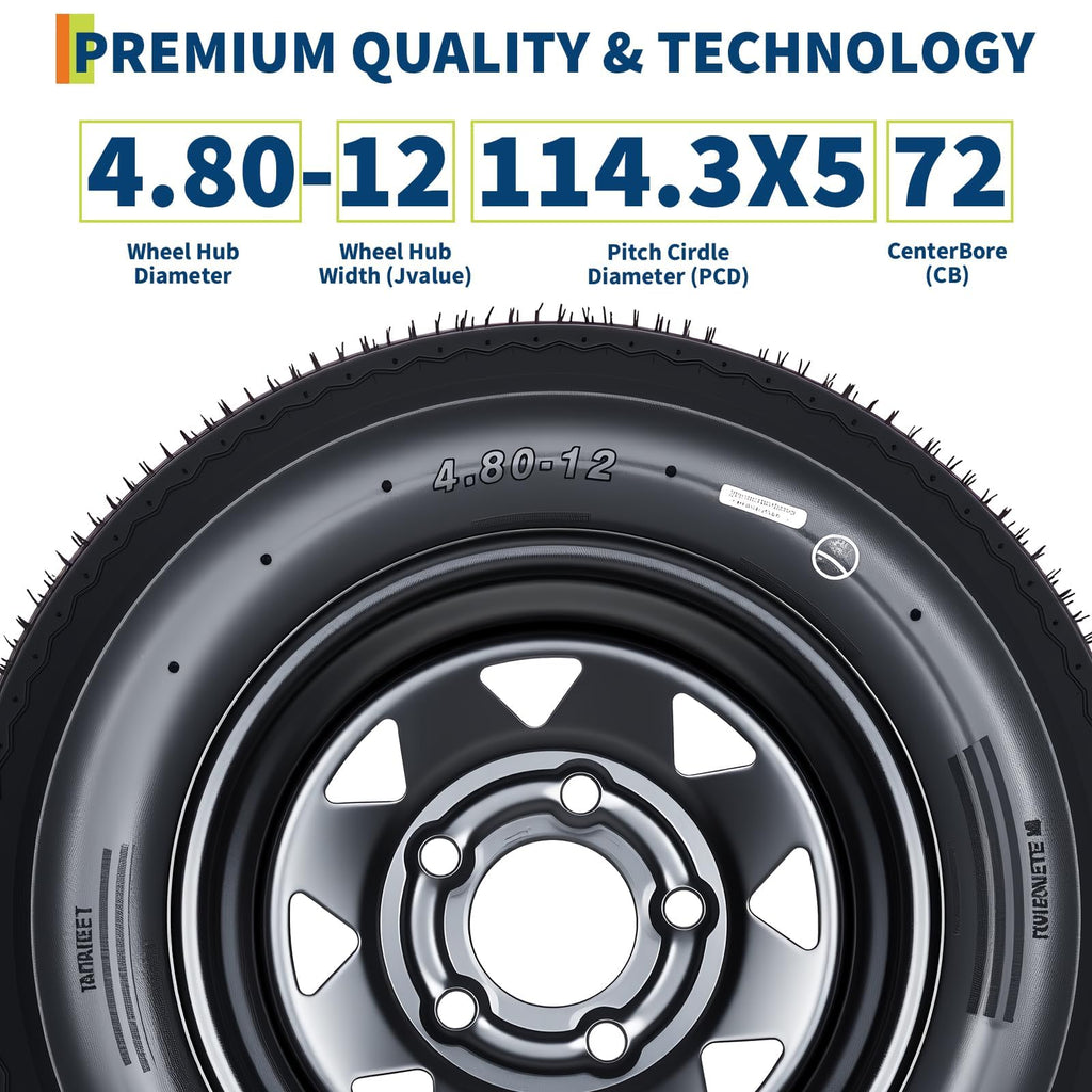 2-Pack 4.80-12 Trailer Tires with 12" Rims N512674