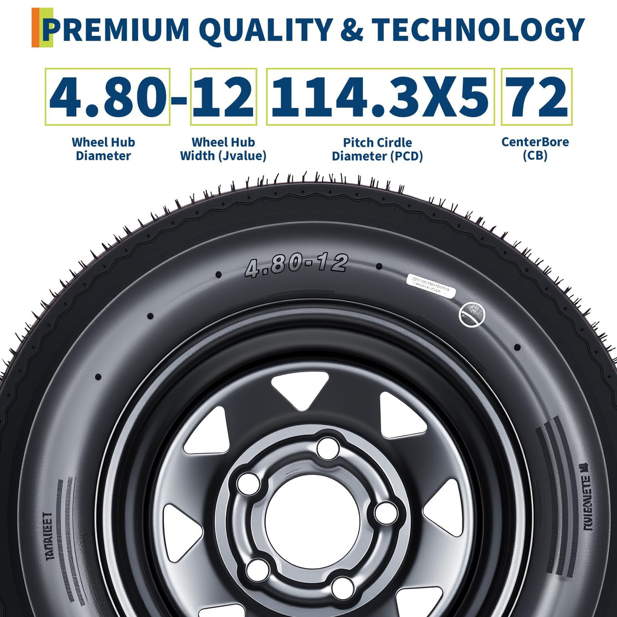 2-Pack 4.80-12 Trailer Tires with 12" Rims N512674