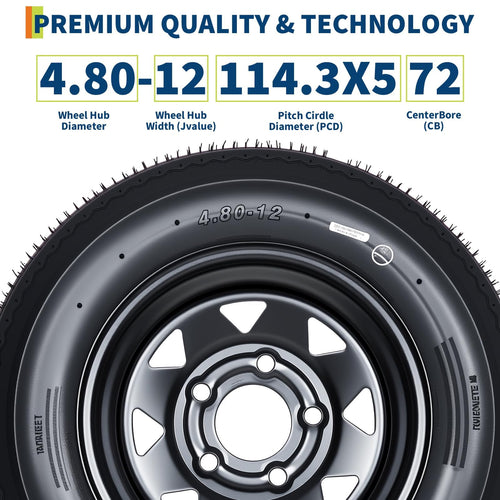 2-Pack 4.80-12 Trailer Tires with 12" Rims N512674