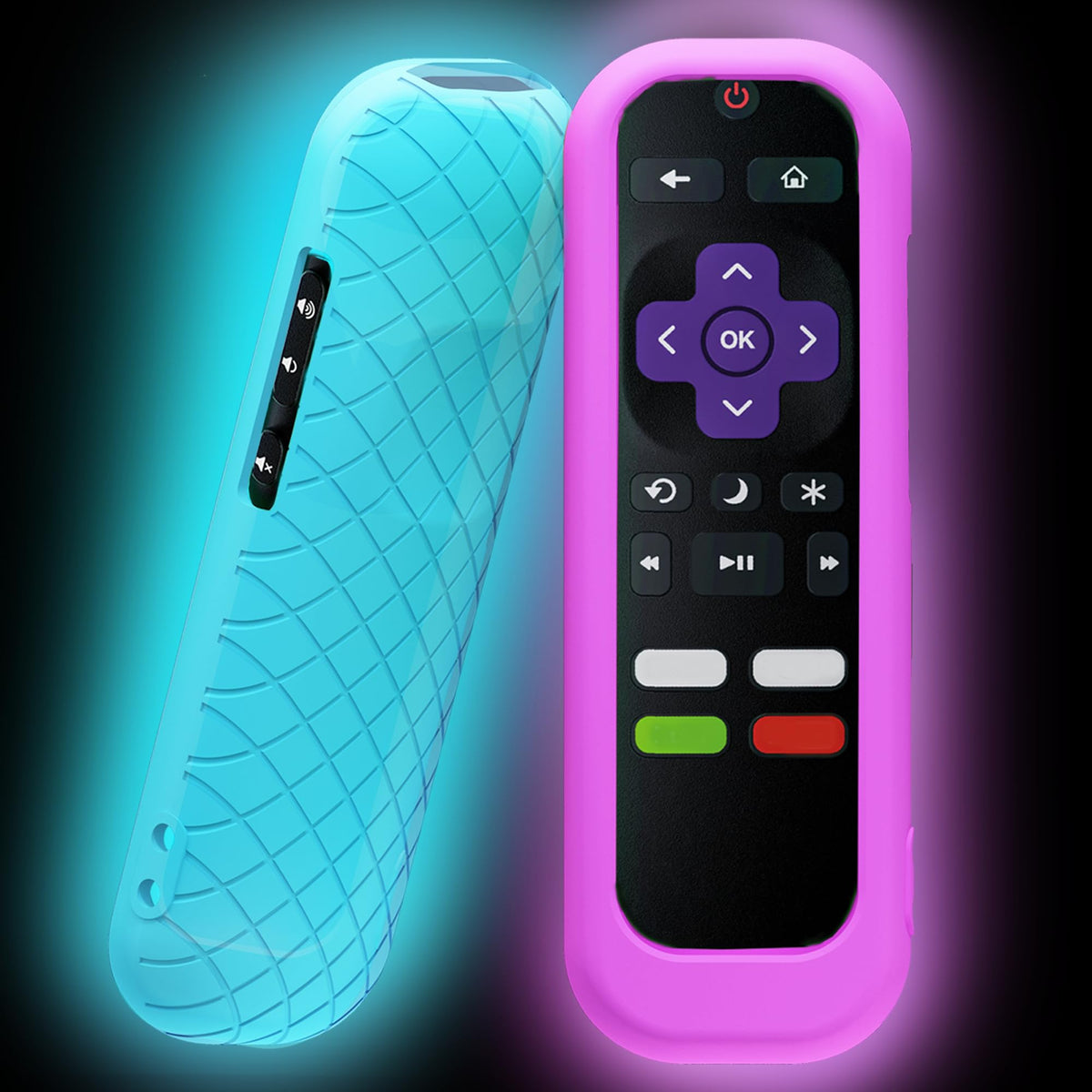 Silicone Remote Cover, 2-Pack, Glow in the Dark, Blue/Purple G6949