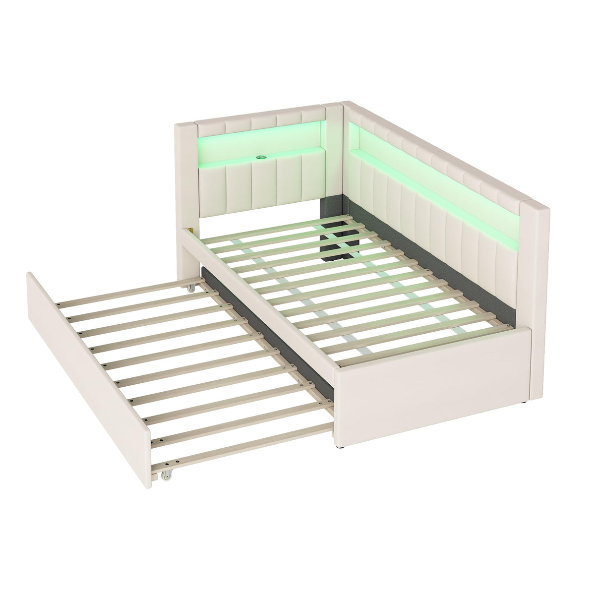 White Twin Size Upholstered Daybed with Trundle K102150