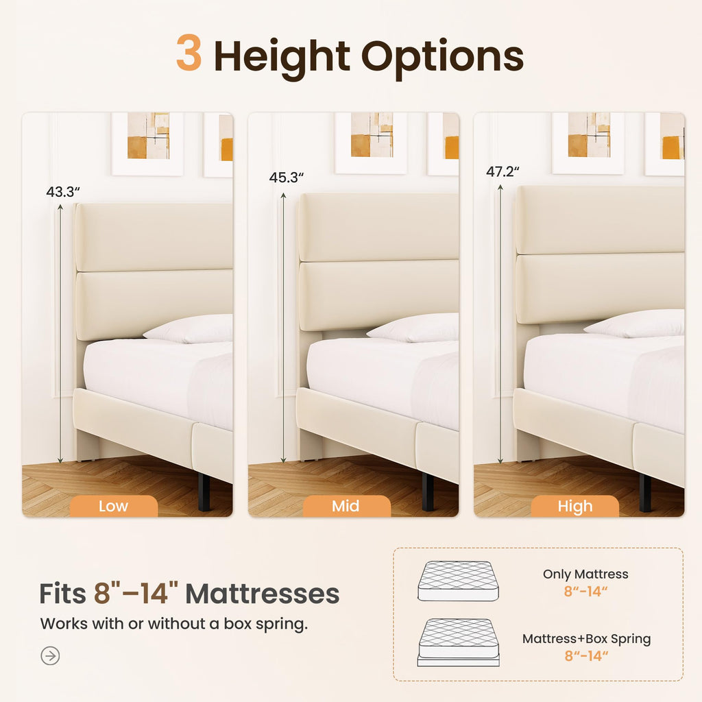 Queen Size Velvet Upholstered Platform Bed Frame B15450