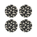 Leather Coasters Set of 4 White Bear Print Non-Slip K6747