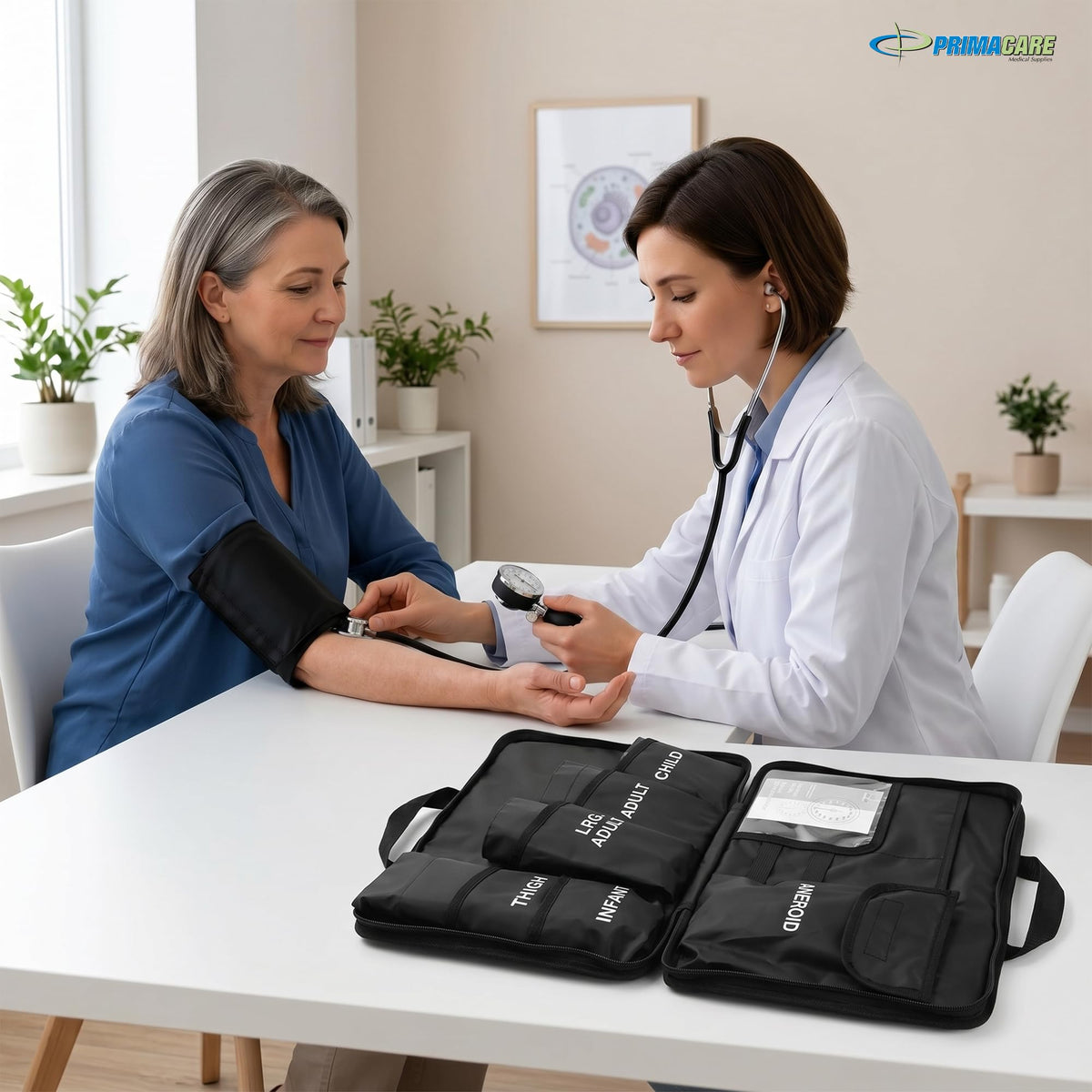 Aneroid Sphygmomanometer and Blood Pressure Cuff Set with 5 Sized Nylon Cuffs U4342