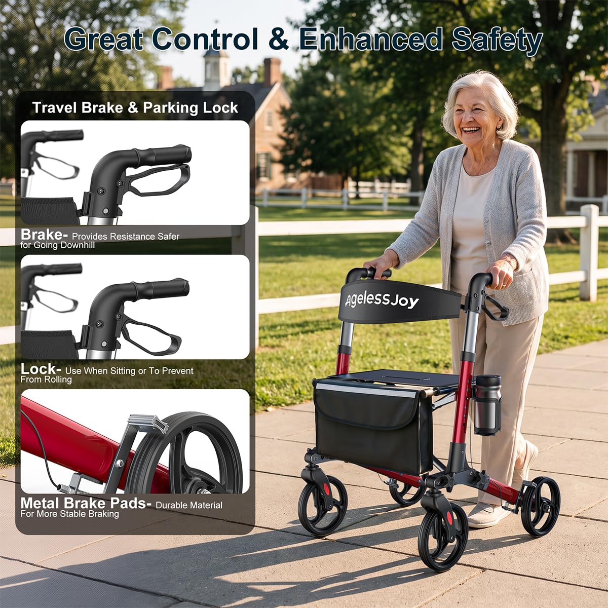 Foldable Rollator Walker with Seat T29212