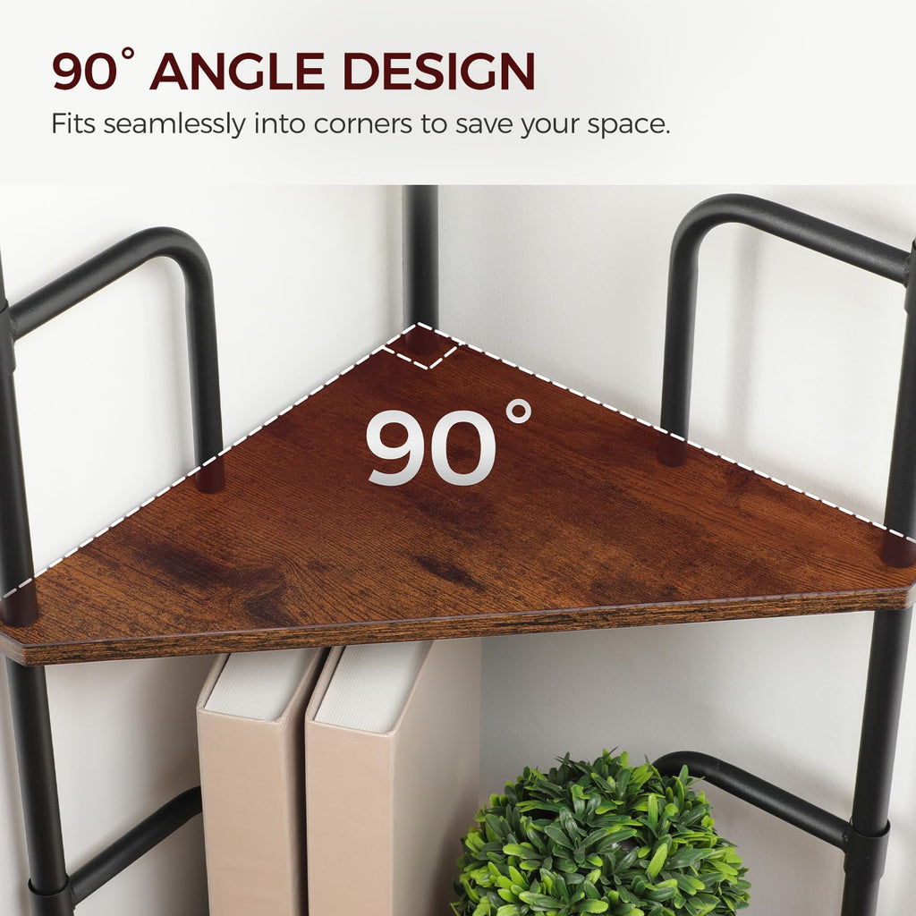 5-Tier Tall Corner Bookshelf with Metal Frame N842878