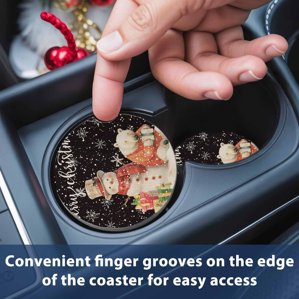 Absorbent Ceramic Stone Car Coasters Set of 2 L818
