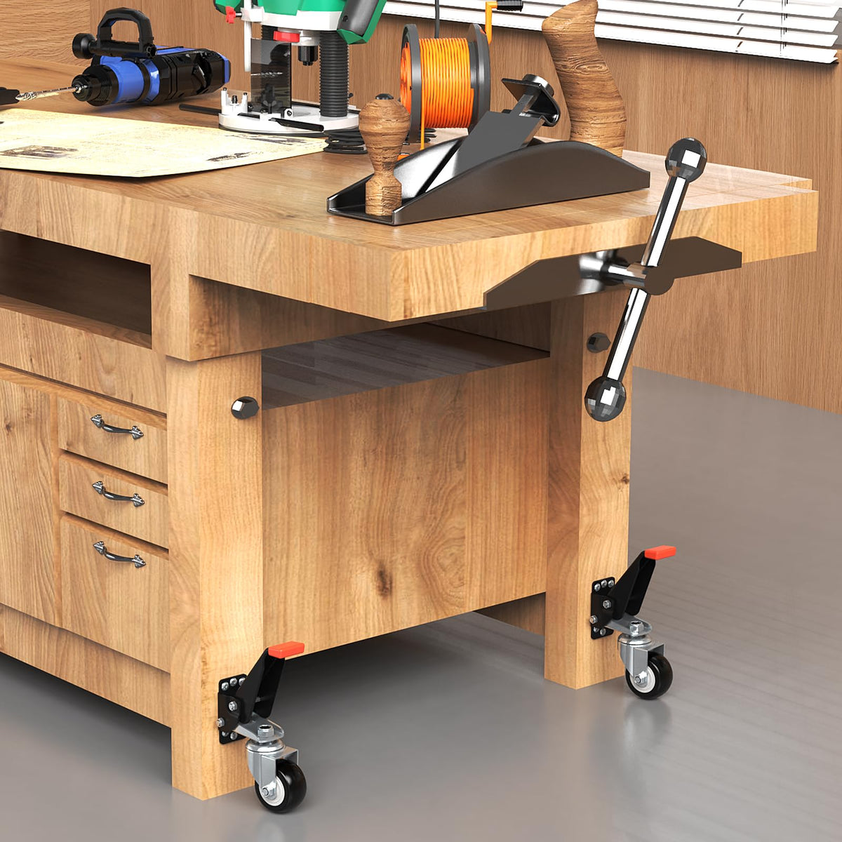 Workbench Casters kit 660 Lbs Retractable 4 Pack Y243455