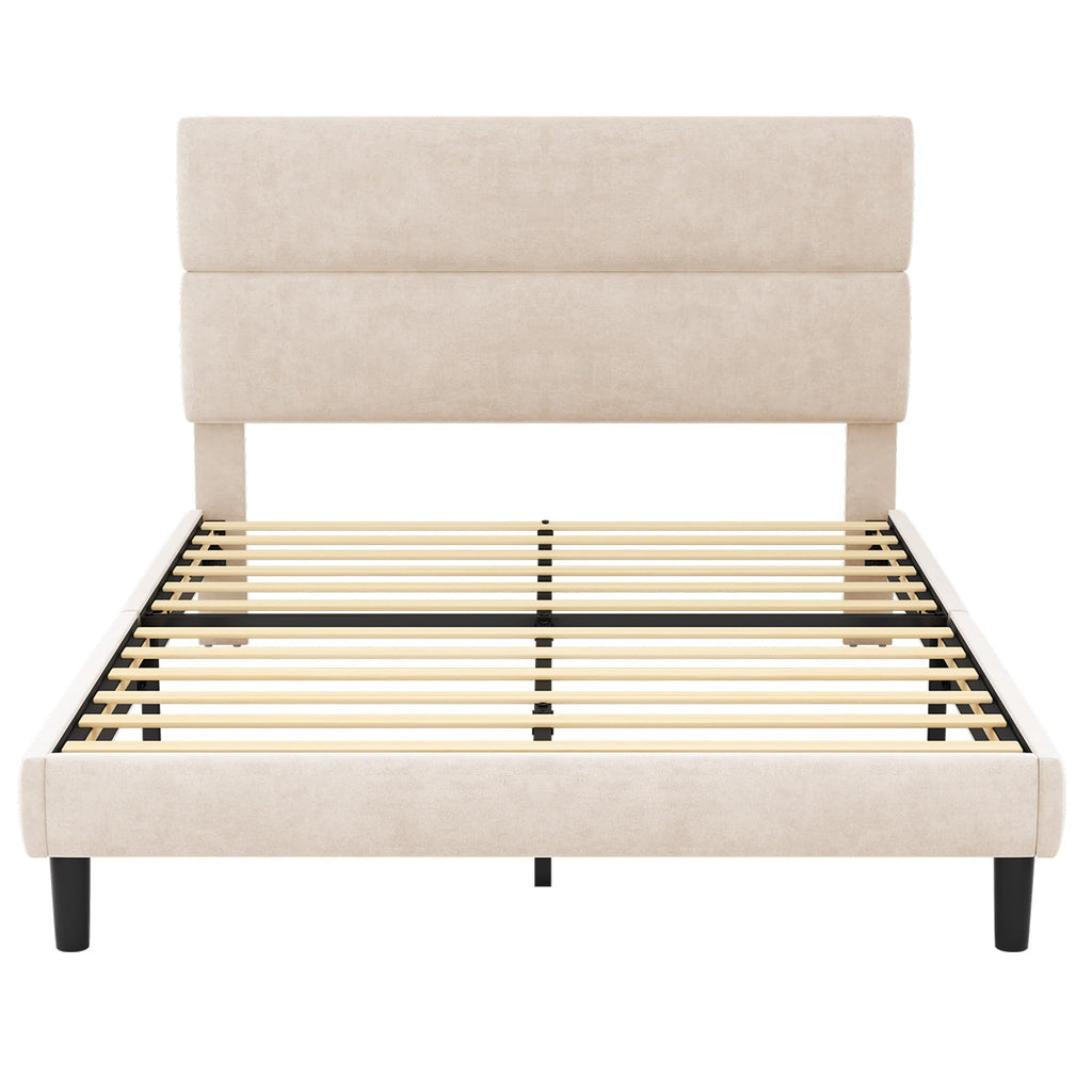 Queen Size Velvet Upholstered Platform Bed Frame B15450