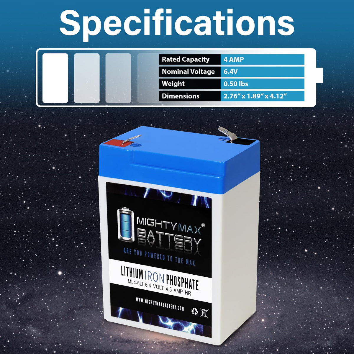 6 Volt 4.5 AH LiFePO4 Rechargeable Battery I824452