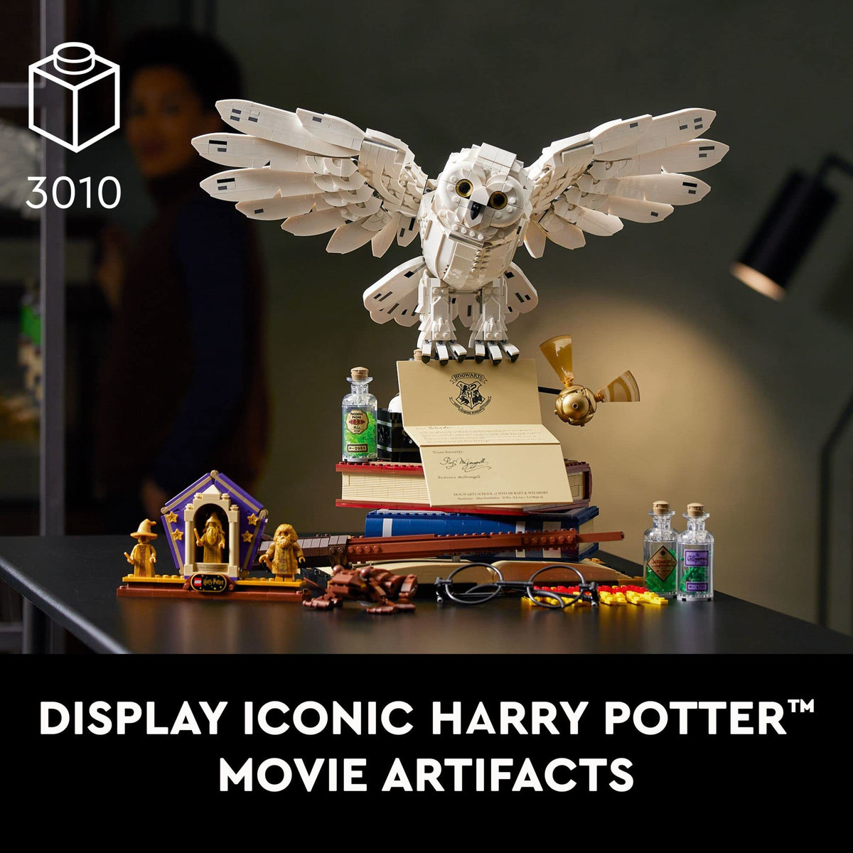 LEGO Harry Potter Hogwarts Icons Collectors' Edition 76391 20th Anniversary Hedwig Owl Model with 3 Golden Minifigures O1821
