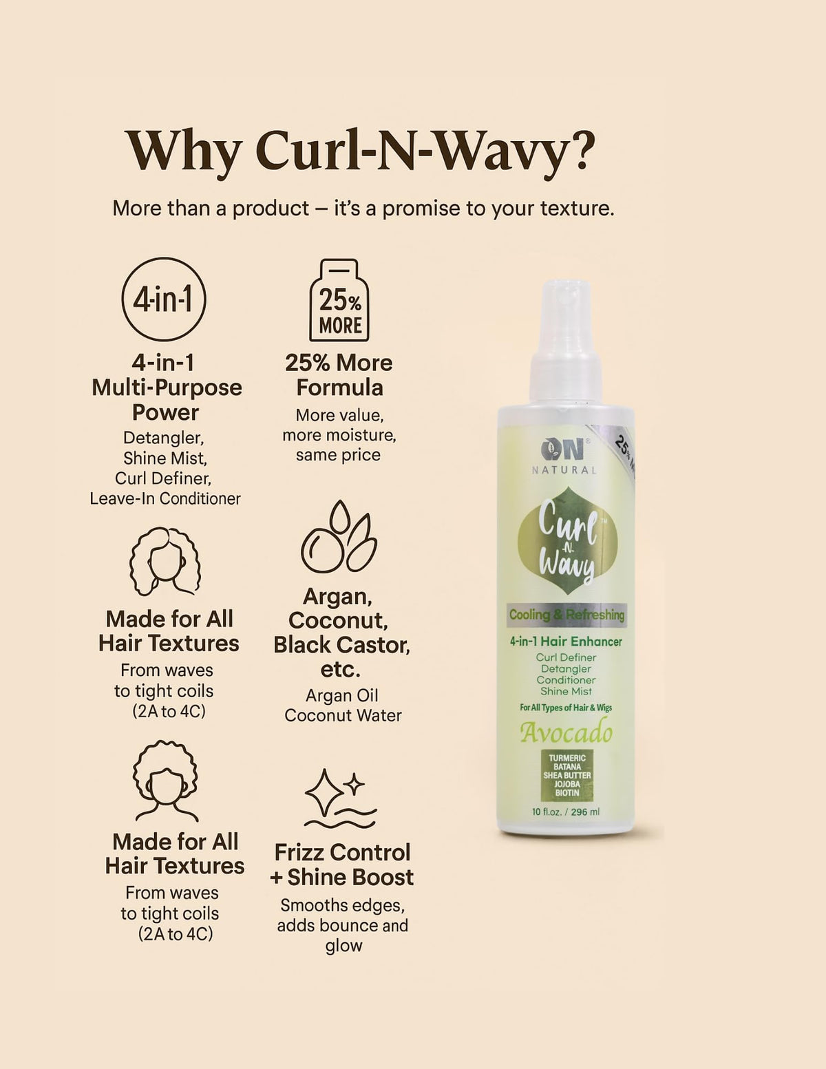 Natural Curl-N-Wavy 4-in-1 Hair Enhancer 10 OZ I262313