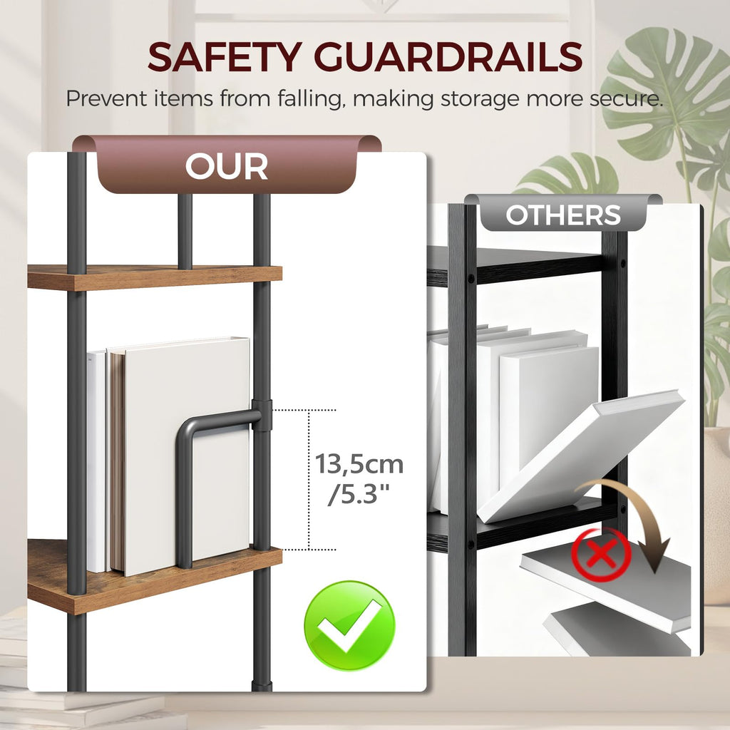 5-Tier Tall Corner Bookshelf with Metal Frame N842878