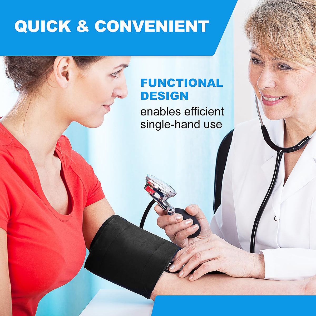 Aneroid Sphygmomanometer and Blood Pressure Cuff Set with 5 Sized Nylon Cuffs U4342