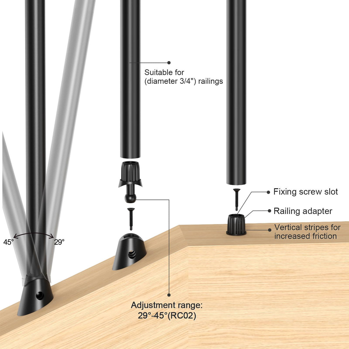100 Pack 26" Round Black Aluminum Deck Balusters T77028