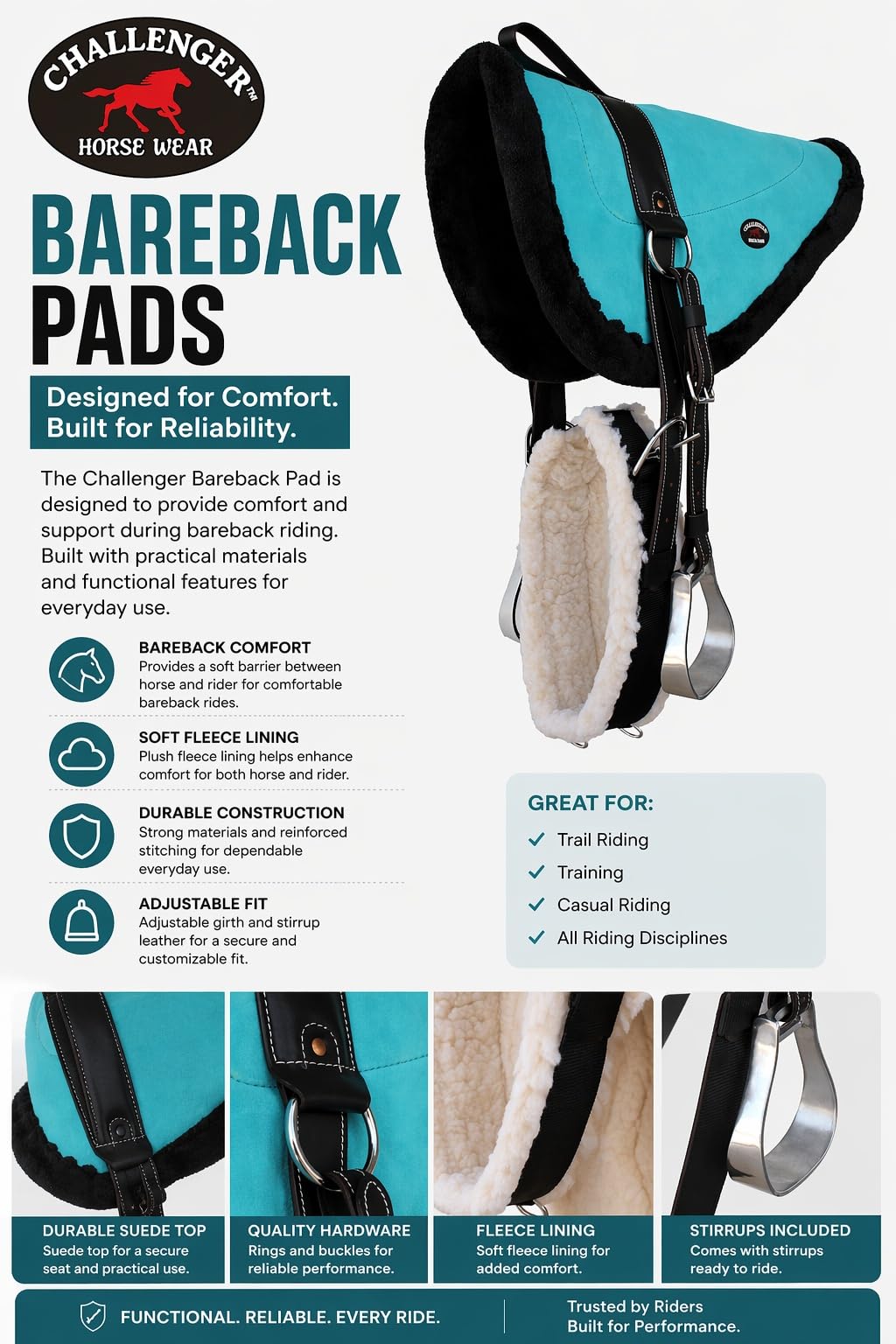 Turquoise Suede Leather Western Saddle Pad with Stirrups I167125