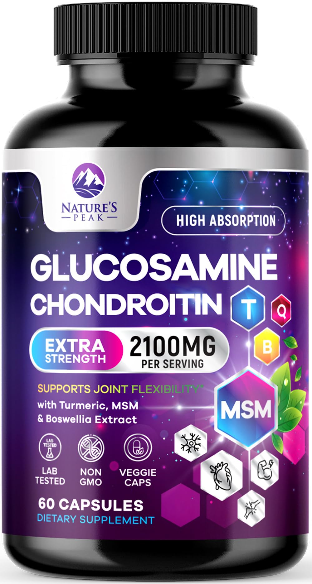 Glucosamine Chondroitin MSM Turmeric Boswellia 60 Capsules V356716