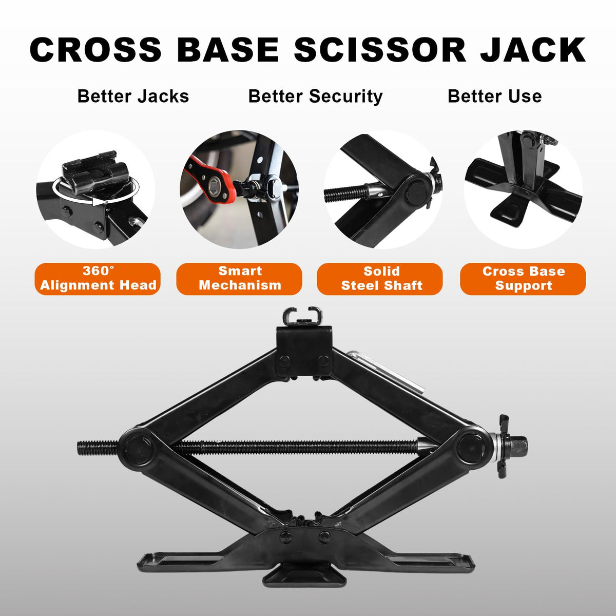 Steel 1.5 Ton Scissor Jack with Ratchet Wrench T940428