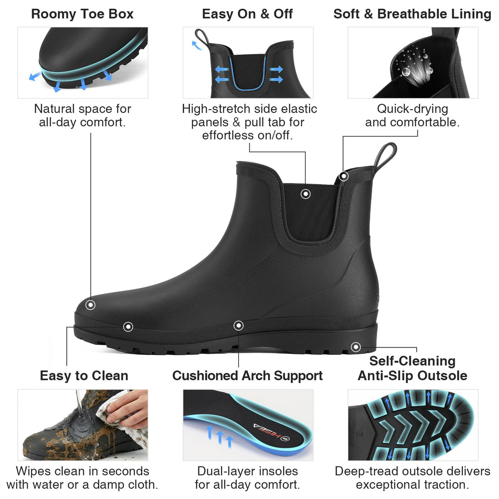 Men's Waterproof Lightweight Ankle Rain Boots X6273