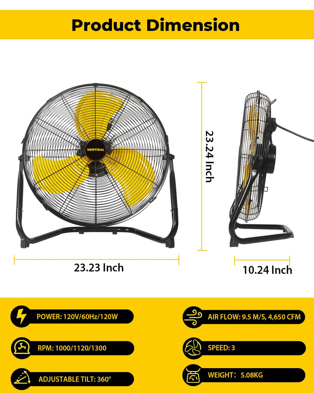 20 Inch 3 Speed Portable Floor Fan M344