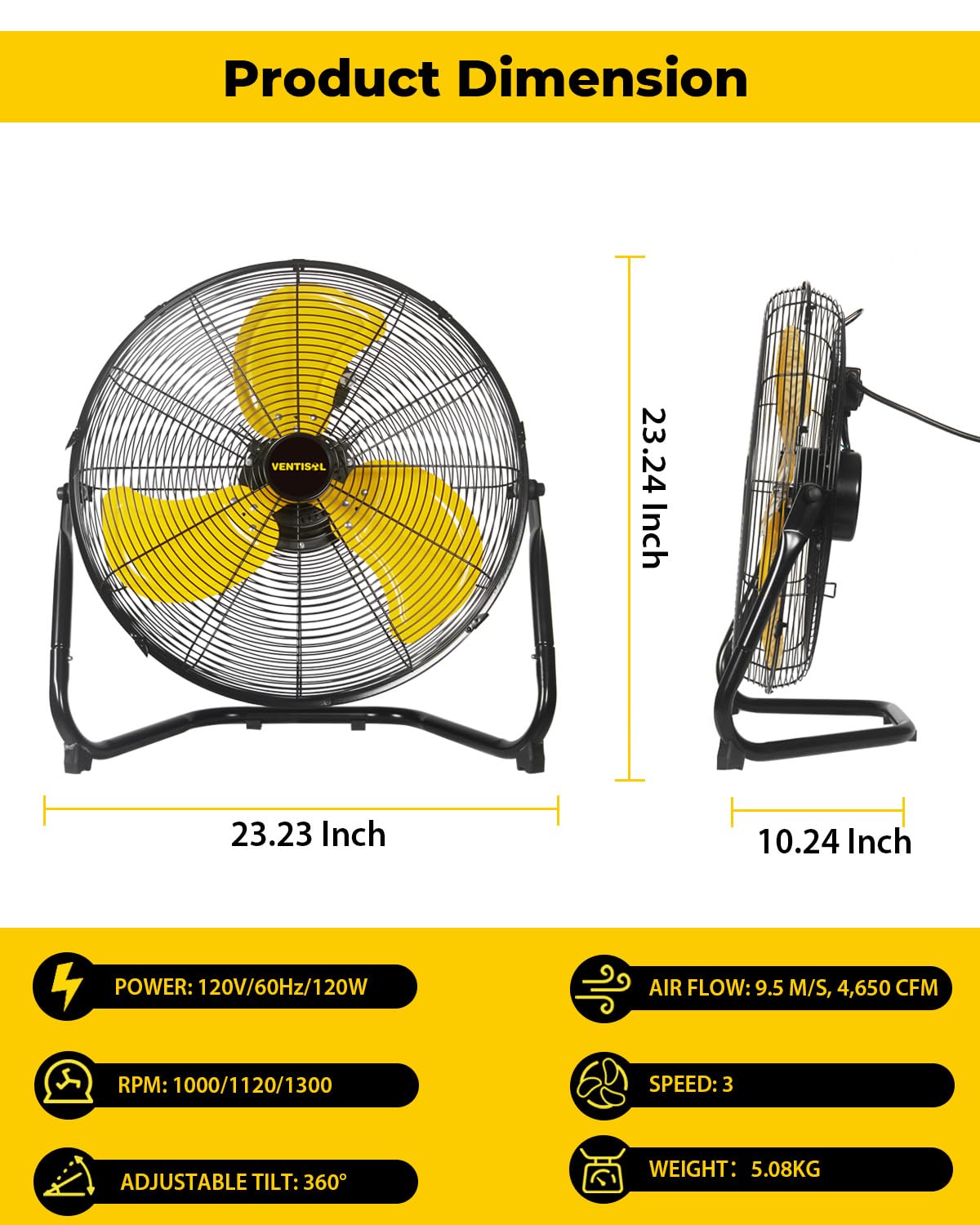 20 Inch 3 Speed Portable Floor Fan M344
