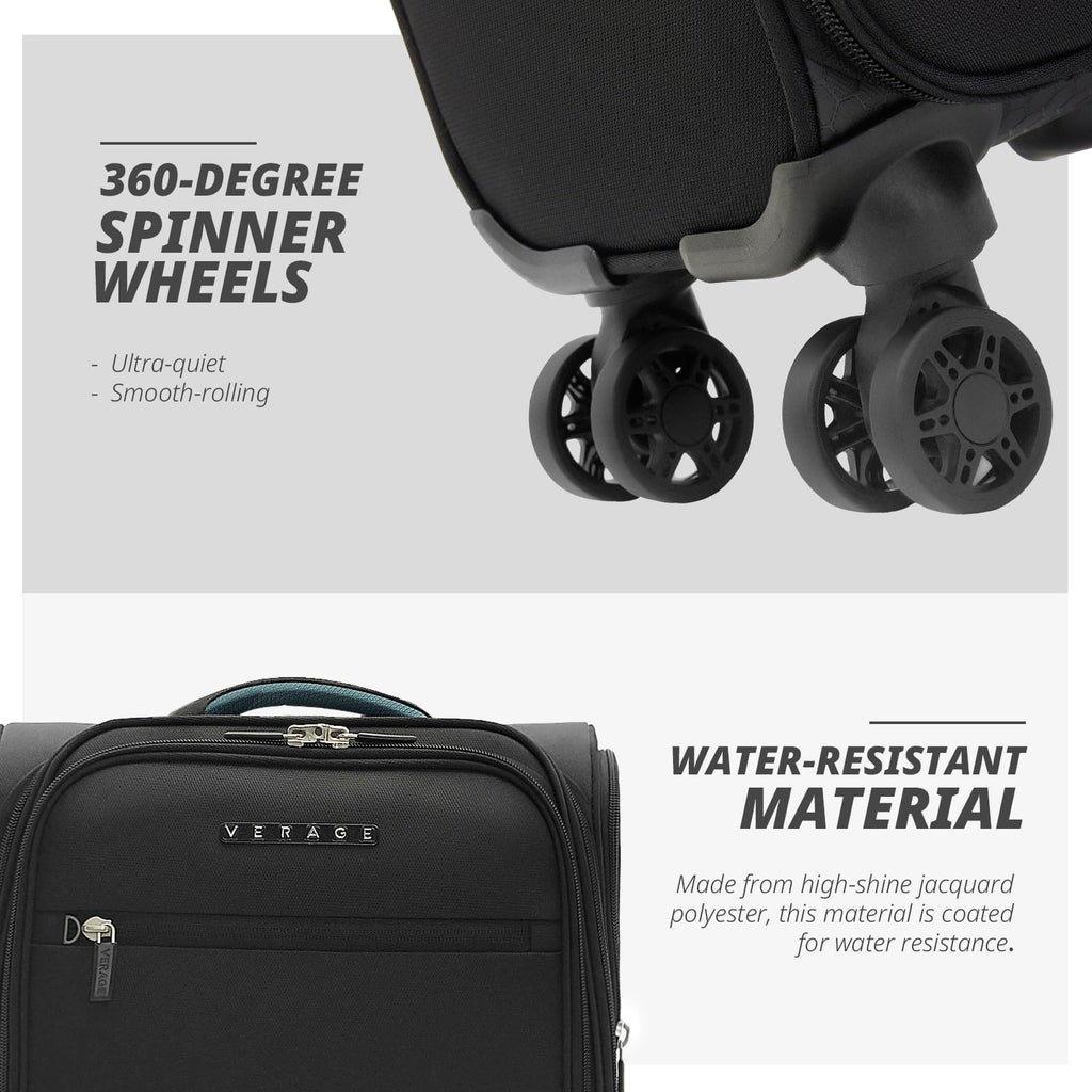 14 inch Black Softside Underseat Carry On Luggage with Wheels M81054