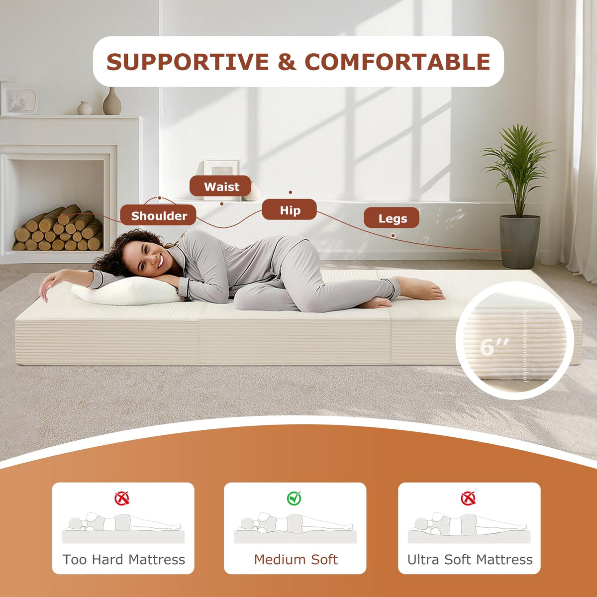 6-Inch Tri-Fold Foldable Mattress Z868384
