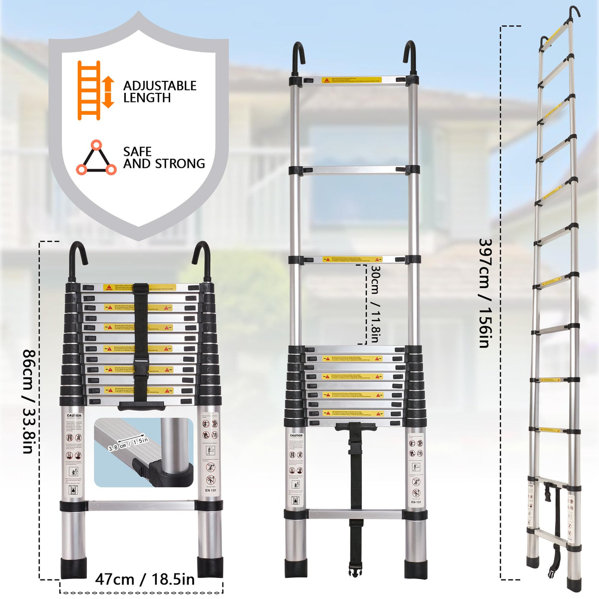 10.5FT Aluminum Telescoping Ladder N966