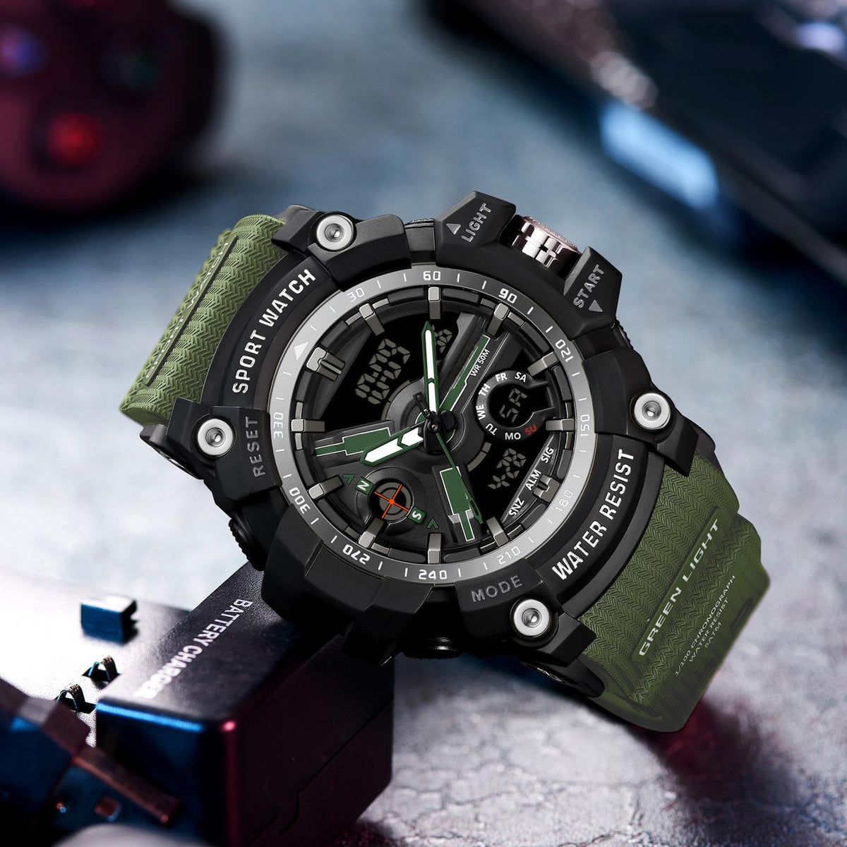 Waterproof Fluorescent Green Digital Watches D43889