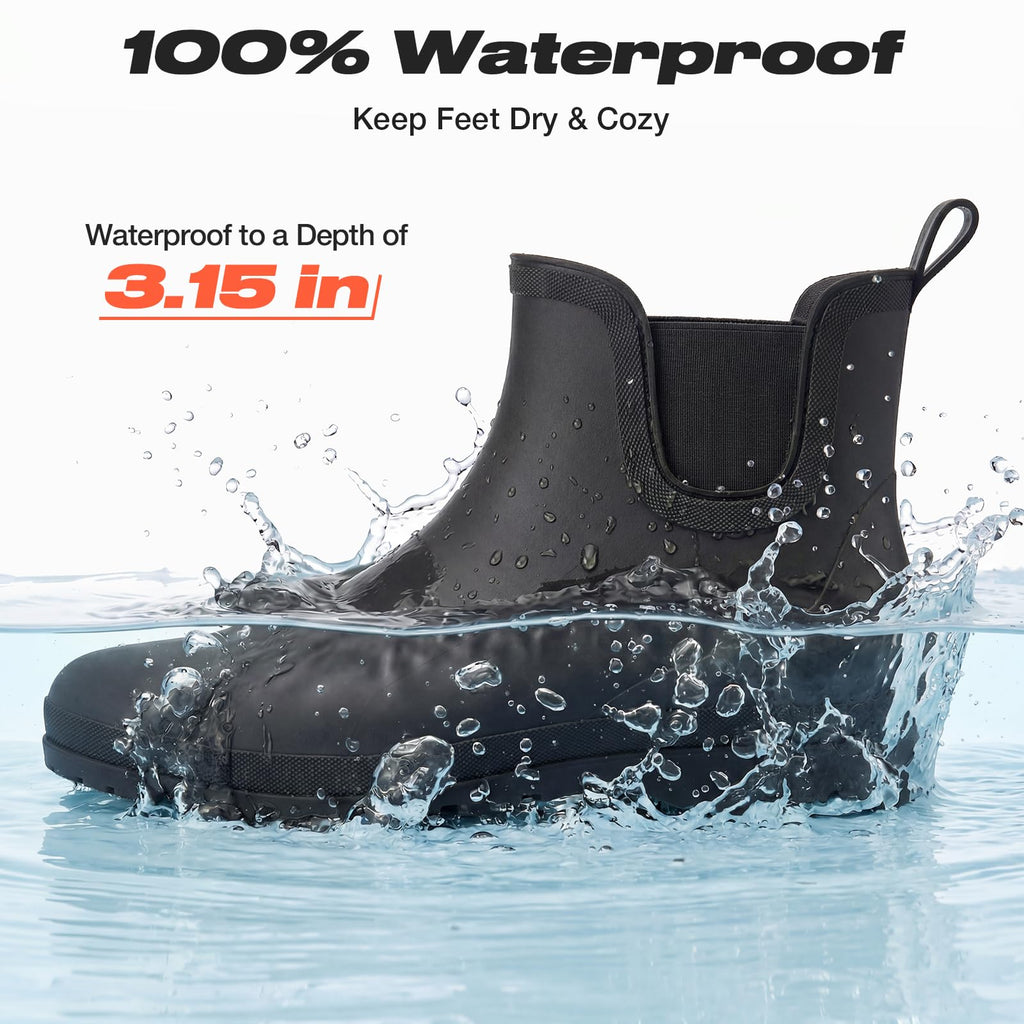 Men's Waterproof Lightweight Ankle Rain Boots X6273