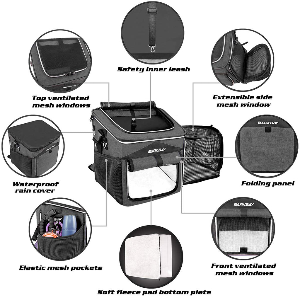 Foldable Soft-Sided Dog Bike Basket Carrier with 2 Open Doors Z918582