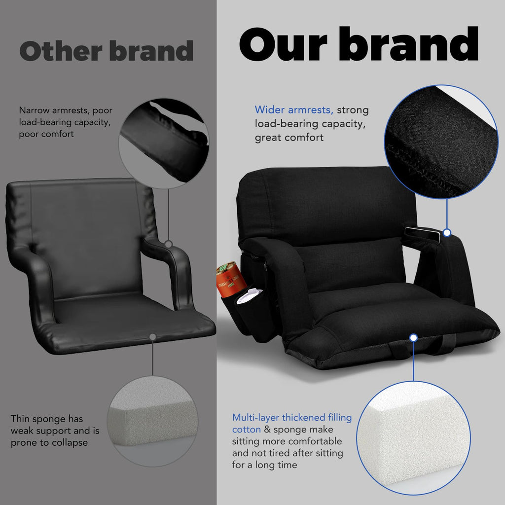 Black Wide Stadium Seats with Back Support X142651