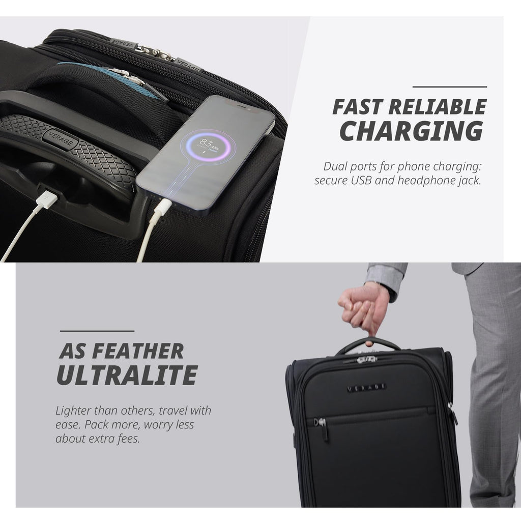 14 inch Black Softside Underseat Carry On Luggage with Wheels M81054
