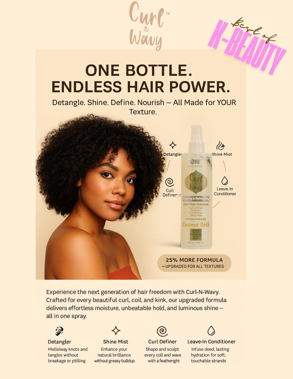 Natural Curl-N-Wavy 4-in-1 Hair Enhancer 10 OZ I262313